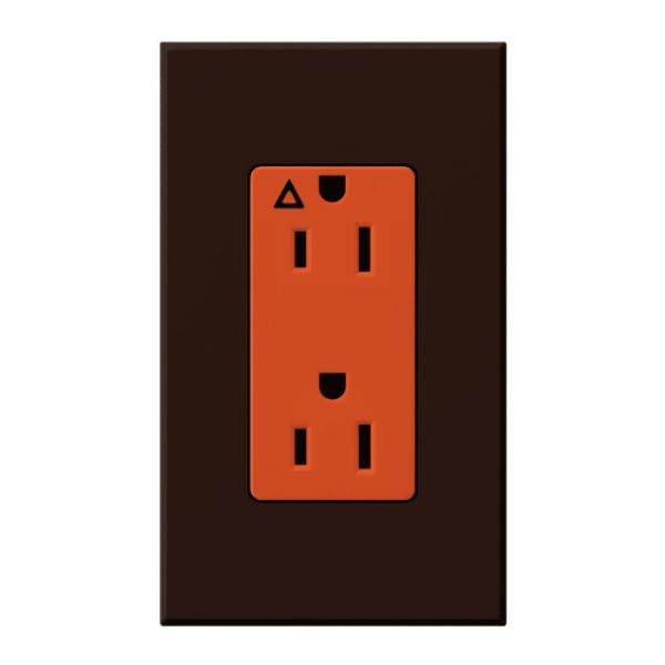 Lutron NTR-15-IG-OR-BR Nova T 15A 125V Isolated Ground Receptacle, Brown Finish