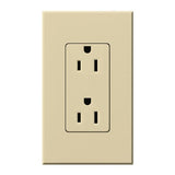 Lutron NTR-15-IV Nova T 15A 125V Duplex Receptacle, Ivory Finish