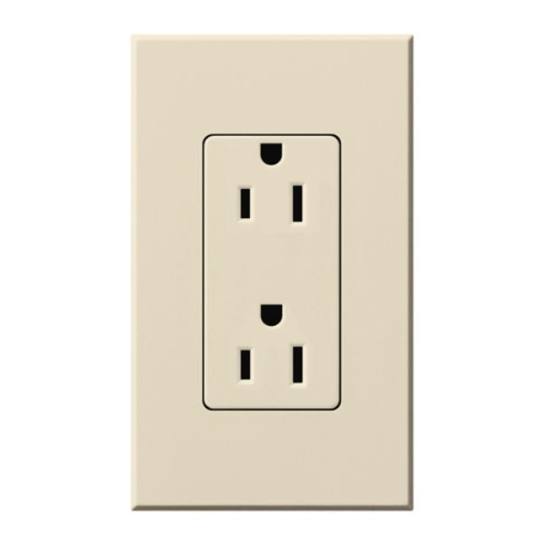 Lutron NTR-15-LA Nova T 15A 125V Duplex Receptacle, Light Almond Finish