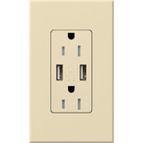 Lutron NTR-15-UBTR-BE Nova T 15A 125V Tamper Resistant Dual USB Receptacle, Beige Finish