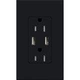 Lutron NTR-15-UBTR-BL Nova T 15A 125V Tamper Resistant Dual USB Receptacle, Black Finish