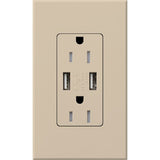 Lutron NTR-15-UBTR-TP Nova T 15A 125V Tamper Resistant Dual USB Receptacle, Taupe Finish