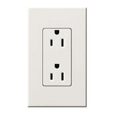 Lutron NTR-15-WH Nova T 15A 125V Duplex Receptacle, White Finish