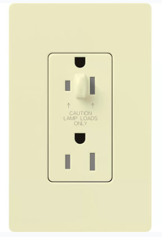 Lutron NTR-20-HDTR-AL Architectural 20A Half-Dimming, Tamper Resist Duplex Receptacle,w/ Wall Plate, Matte Finish, Almond Finish