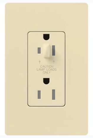 Lutron NTR-20-HDTR-BE Architectural 20A Half-Dimming, Tamper Resist Duplex Receptacle with Wall Plate, Matte Finish, Beige Finish
