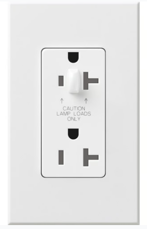 Lutron NTR-20-HDTR-WH Architectural 20A Half-Dimming, Tamper Resist Duplex Receptacle with Wall Plate, Matte Finish, White Finish