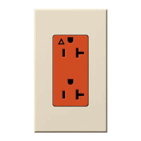 Lutron NTR-20-IG-OR-LA Nova T 20A 125V Isolated Ground Receptacle, Light Almond Finish