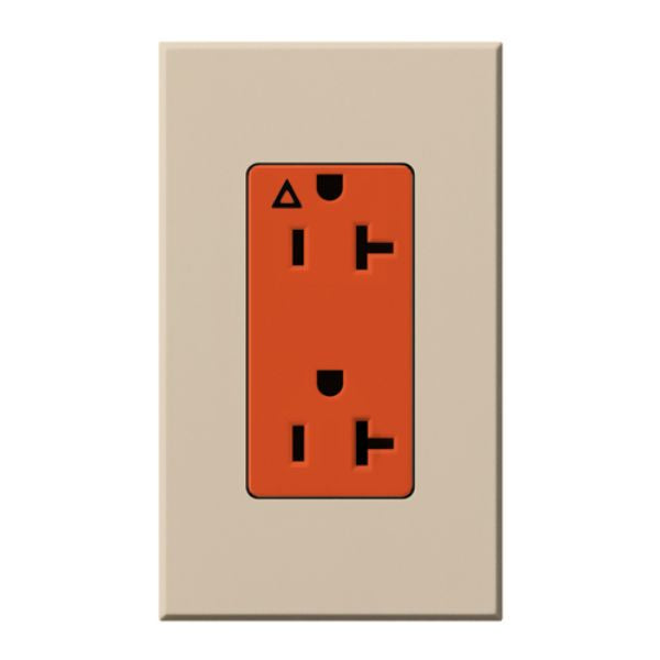 Lutron NTR-20-IG-OR-TP Nova T 20A 125V Isolated Ground Receptacle, Taupe Finish