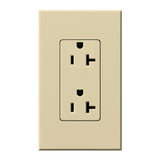 Lutron NTR-20-IV Nova T 20A 125V Duplex Receptacle, Ivory Finish