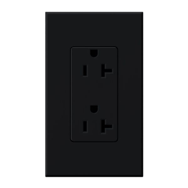 Lutron NTR-20-TR-BL Nova T 20A 125V Tamper Resistant Duplex Receptacle, Black Finish