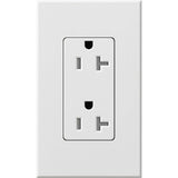 Lutron NTR-20-WH Nova T 20A 125V Duplex Receptacle, White Finish