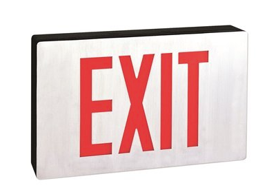 Nora Lighting NX-616-LED/R Die-Cast LED Self-Diagnostic Exit Sign w/ Battery Backup, Single-Faced Aluminum with Red Letters in Black Housing