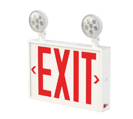 Westgate NYC-XT-2BE-1RW-EM LED Exit & Emergency Light, 2 Head, Red, White Finish