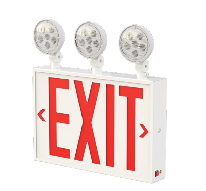 Westgate NYC-XT-3BE-1RW-EM LED Exit & Emergency Light, 3 Head, Red, White Finish