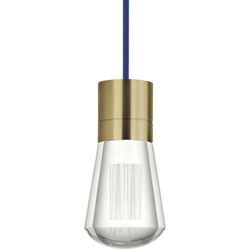 Visual Comfort Architectural 700TDALVPMCUNB-LEDWD Modern Sean Lavin Alva 3.6" 1-Light LED Chandelier Ceiling Light - CCT: 3000K-2200K - Cord Color: Blue - Finish: Natural Brass