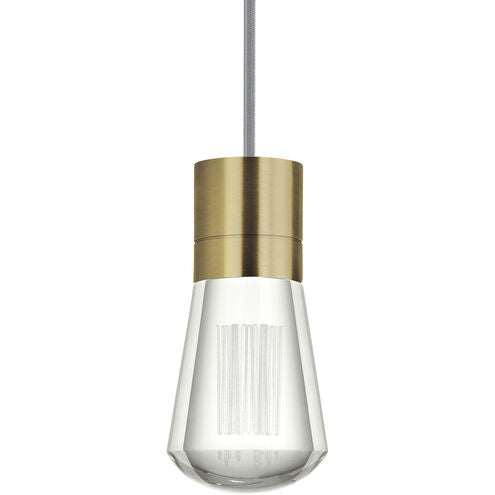 Visual Comfort Architectural 700TDALVPMCYNB-LEDWD Modern Sean Lavin Alva 3.6" 1-Light LED Chandelier Ceiling Light - CCT: 3000K-2200K - Cord Color: Gray - Finish: Natural Brass