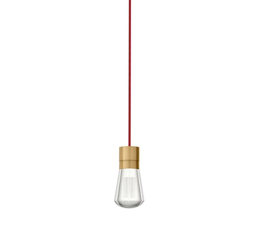 Visual Comfort Architectural 700TDALVPMCRNB-LEDWD Modern Sean Lavin Alva 3.6" 1-Light LED Chandelier Ceiling Light - CCT: 3000K-2200K - Cord Color: Red - Finish: Natural Brass