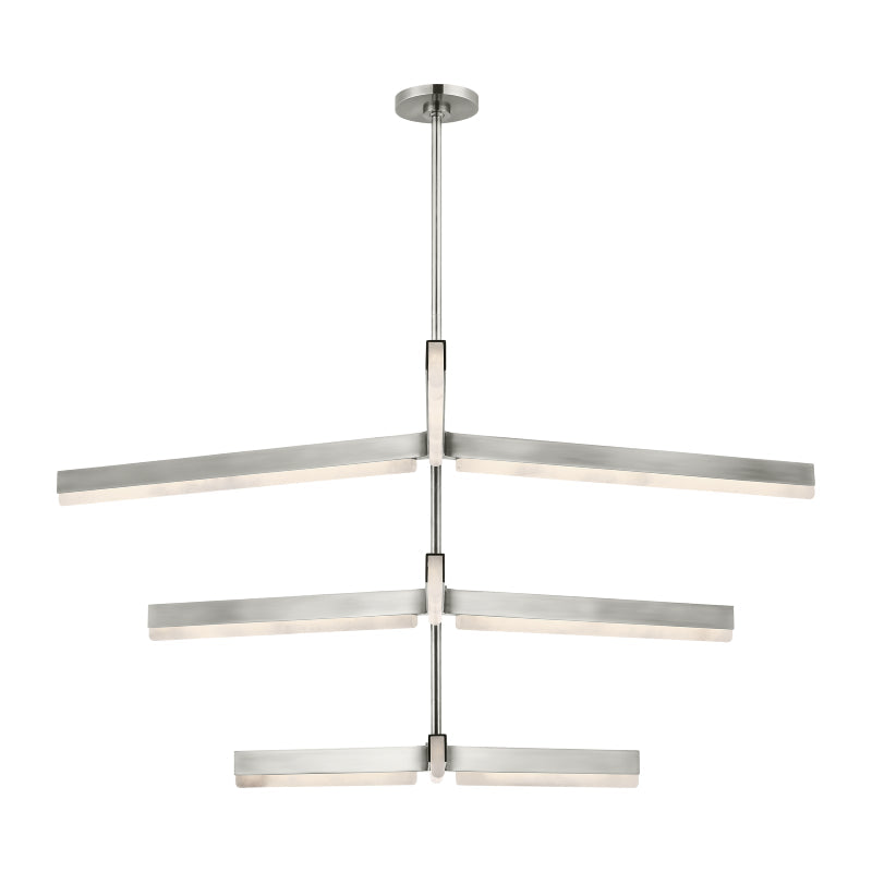 Visual Comfort Architectural KWCH70527ANALB Modern Kelly Wearstler Linea LED 56 inch Antique Nickel Three Tier Chandelier Ceiling Light