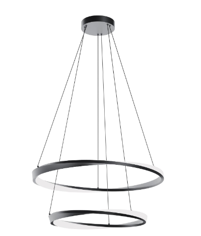 AFX Lighting OBRP2432LAJUDBK Oberon 24/32 Inch LED Pendant Light, 120-277V, Watt 50W, Selectable 5CCT, Black Finish