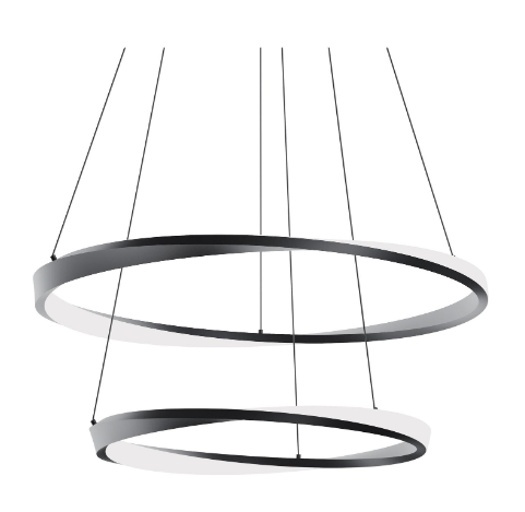 AFX Lighting OBRP3240LAJUDBK Oberon 32/40 Inch LED Pendant Light, 120-277V, Watt 60W, Selectable 5CCT, Black Finish