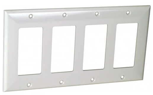 Orbit OP264-I 4-Gang Decorative Switch or GFCI Standard Size Lexan Wall Plate, Ivory Finish
