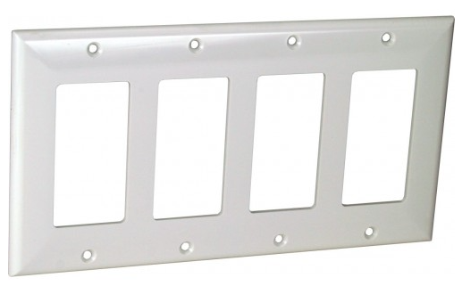 Orbit OP264-W 4-Gang Decorative Switch or GFCI Standard Size Lexan Wall Plate, White Finish