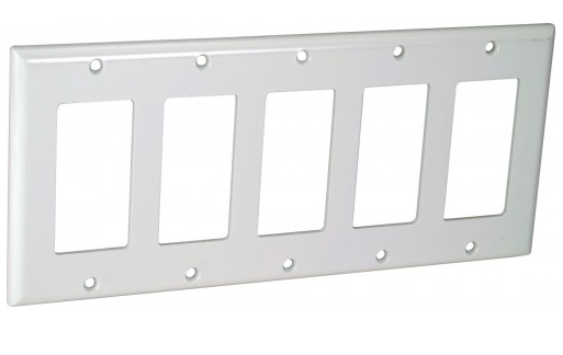 Orbit OP265-W 5-Gang Decorative Switch or GFCI Standard Size Lexan Wall Plate, White Finish