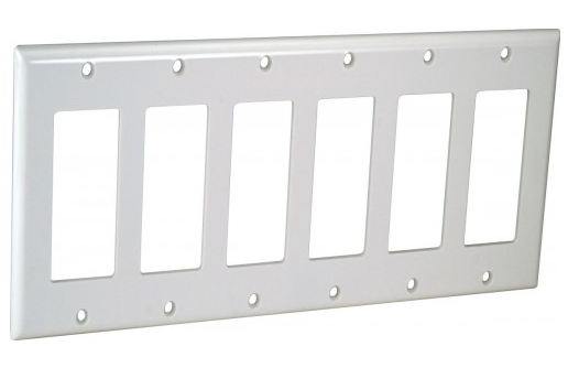 Orbit OP266-A 6-Gang Decorative Switch or GFCI Standard Size Lexan Wall Plate, Almond Finish
