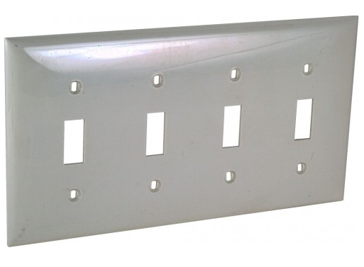 Orbit OP4-I 4-Gang Toggle Switch Standard Size Lexan Wall Plate, Ivory Finish