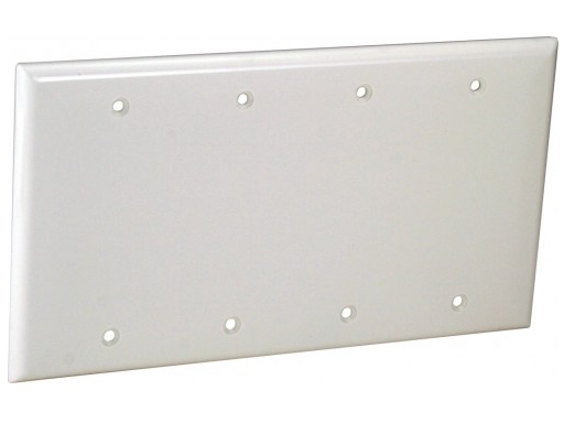 Orbit OP43-W 4-Gang Blank (Box Mount) Standard Size Lexan Wall Plate, White Finish