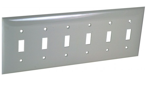 Orbit OP6-W 6-Gang Toggle Switch Standard Size Lexan Wall Plate, White Finish