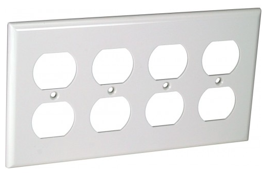 Orbit OP84-W 4-Gang Duplex Receptacle Standard Size Lexan Wall Plate, White Finish