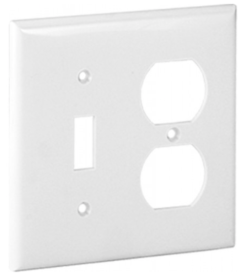 Orbit OPM18-W 2-Gangs, Toggle Switch and Duplex Receptacle Mid-Size Lexan Wallplate White Finish