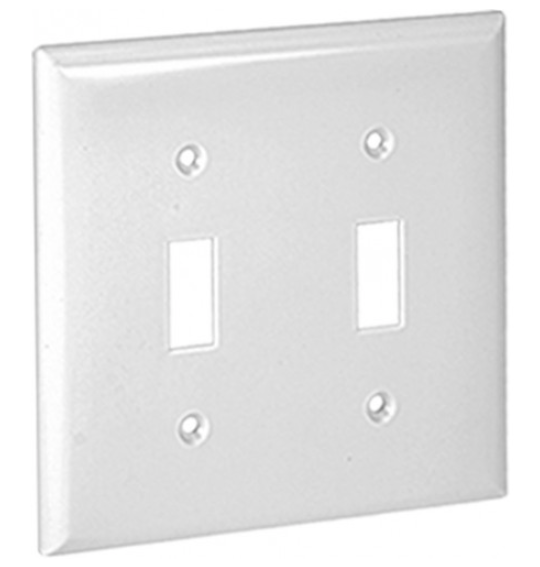 Orbit OPM2-W 2-Gangs, Toggle Switch Mid-Size Lexan Wallplate White Finish