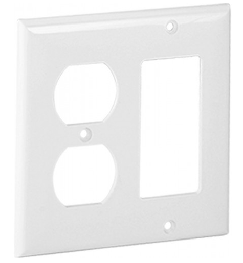 Orbit OPM826-W 2-Gang Duplex Receptacle and Decorative or GFCI Mid-Size Lexan Wall Plate, White Finish