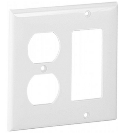 Orbit OPM826-W 2-Gang Duplex Receptacle and Decorative or GFCI Mid-Size Lexan Wall Plate, White Finish