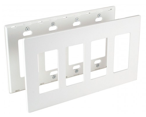 Orbit OPS264-W 2-Piece, 4-Gang Snap-On Decorative Lexan Wall Plate, White Finish