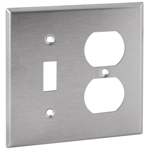 Orbit OS18 2 Gang, Toggle Switch and Duplex Receptacle Stainless Steel Wall Plate