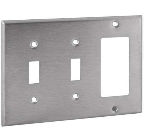 Orbit OS226 3 Gang, Two Toggle Switches / One GFCI Stainless Steel Wallplate