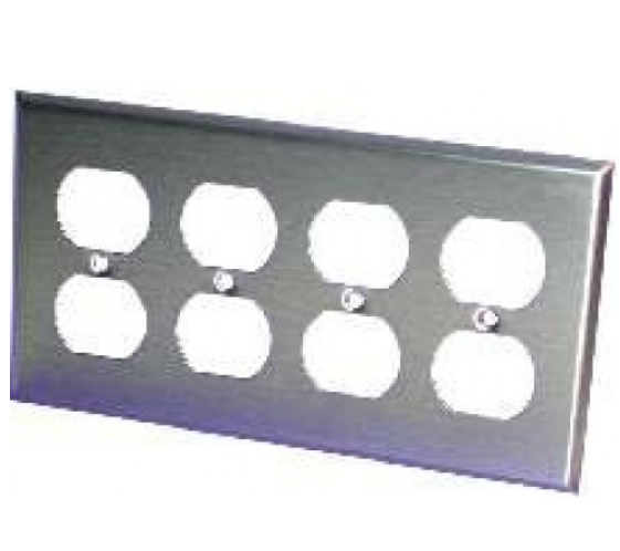 Orbit OS84 4 Gang, Duplex Receptacle Stainless Steel Wallplate