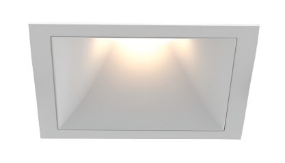 Eurofase Lighting OSC4STL02RF011030WCL Medium Aperture Square Trimless Recessed Fixed Downlight, Matte Black Baffle, Wattage 10W, CCT 3000K, Beam Angle Wide 38°, Clear Diffuser, White Finish