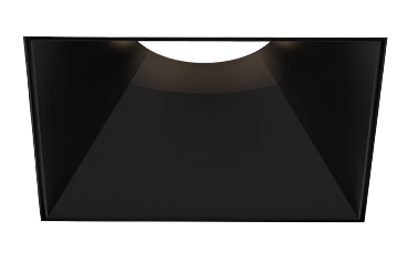 Eurofase Lighting OSC5STL01RF024030WCL Large Aperture Square Trimless Recessed Fixed Downlight, Matte White Baffle, Wattage 40W, CCT 3000K, Beam Angle Wide 38°, Clear Diffuser, Black Finish