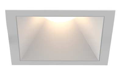 Eurofase Lighting OSC5STL02RF024030WCL Large Aperture Square Trimless Recessed Fixed Downlight, Matte White Baffle, Wattage 40W, CCT 3000K, Beam Angle Wide 38°, Clear Diffuser, White Finish