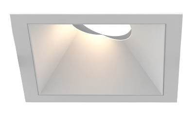 Eurofase Lighting OSC5STL02RG024030MCL Large Aperture Square Trimless Recessed Gimbal Downlight, Matte White Baffle, Wattage 40W, CCT 3000K, Beam Angle Medium 24°, Clear Diffuser, White Finish
