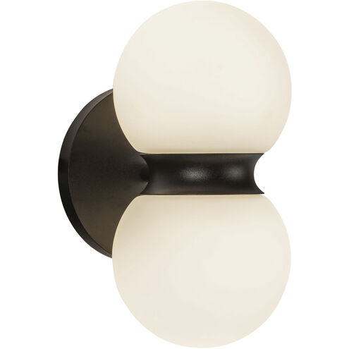 Kuzco Lighting EW77209-BK/OP Peri LED 8.88 inch Black Outdoor Wall Light in Opal Glass