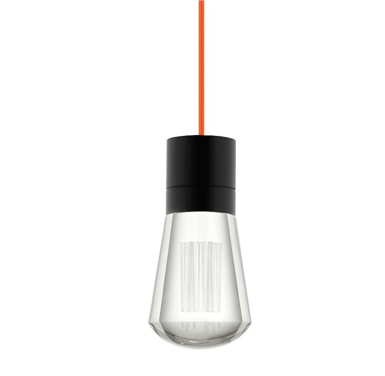 Visual Comfort Architectural 700TDALVPMCOB-LEDWD Modern Sean Lavin Alva 3.6" 1-Light LED Chandelier Ceiling Light - CCT: 3000K-2200K - Cord Color: Orange - Finish: Black