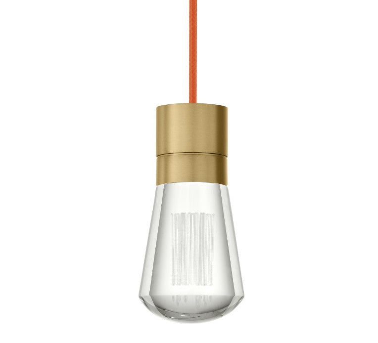 Visual Comfort Architectural 700TDALVPMCONB-LEDWD Modern Sean Lavin Alva 3.6" 1-Light LED Chandelier Ceiling Light - CCT: 3000K-2200K - Cord Color: Orange - Finish: Natural Brass