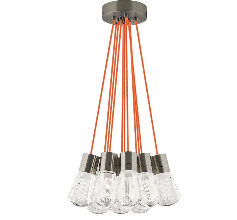 Visual Comfort Architectural 700TDALVPMC11RS-LED930 Sean Lavin Alva LED 3.6" 11-Light Satin Nickel Pendant Red Cord LED 90 CRI 3000K