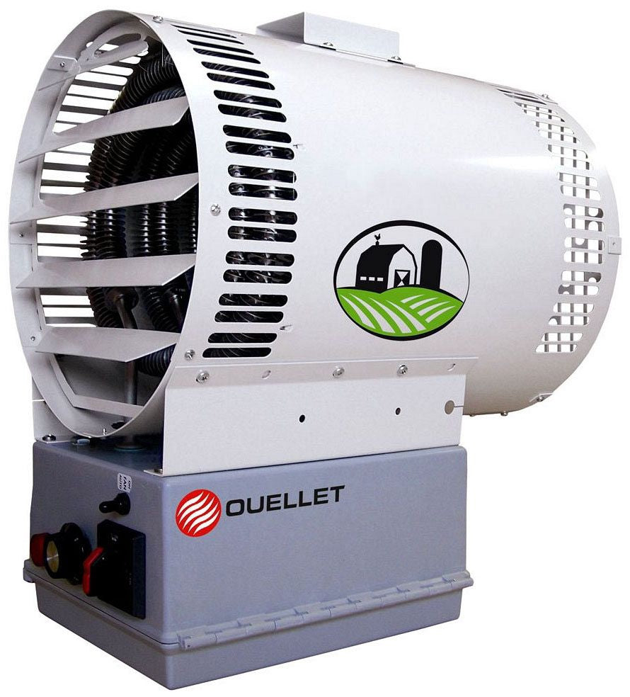 Ouellet OAUU05000BLLT-DIS40-IV-T Single Phase Agricultural Wash Down Unit Heater - Voltage: 240/208 - Wattage: 5000/3750 - Finish: White