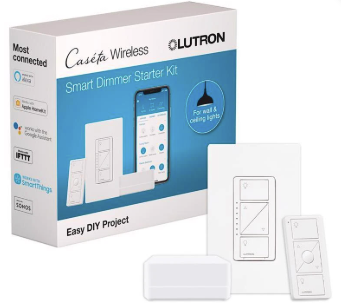 Lutron P-BDG-PKG1W-R Caseta White 150 W Wireless Smart-enabled Dimmer Switch W/remote Control, White Finish